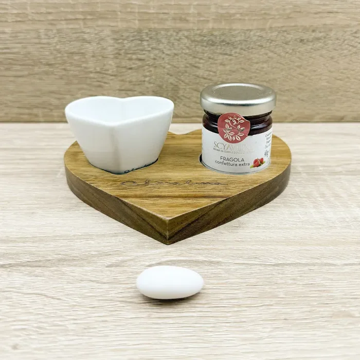 Vassoio con Ciotola Cuore e Marmellata di Fragole Claraluna Moda