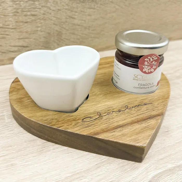 Vassoio con Ciotola Cuore e Marmellata di Fragole Claraluna Moda - immagine 2