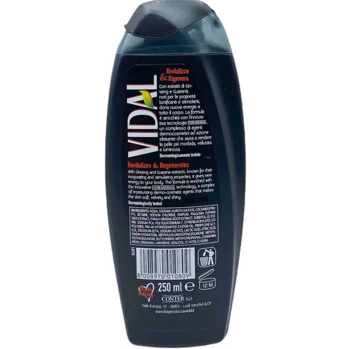 Vidal bagno doccia energy sport ginseng e guaranà 500 ml Fornitura - immagine 2