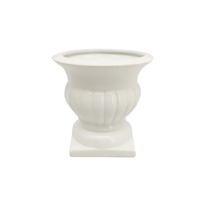 Vimin Box Coppetta Stile Romano Ceramica D 16,5 Cm H 16,5 Cm Bianco