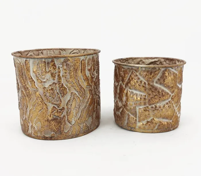 Vimin Box Set Vasi Caspò D 8 Cm H 7 Cm; D 10 Cm H 9 Cm Oro Rosa 2 Pz