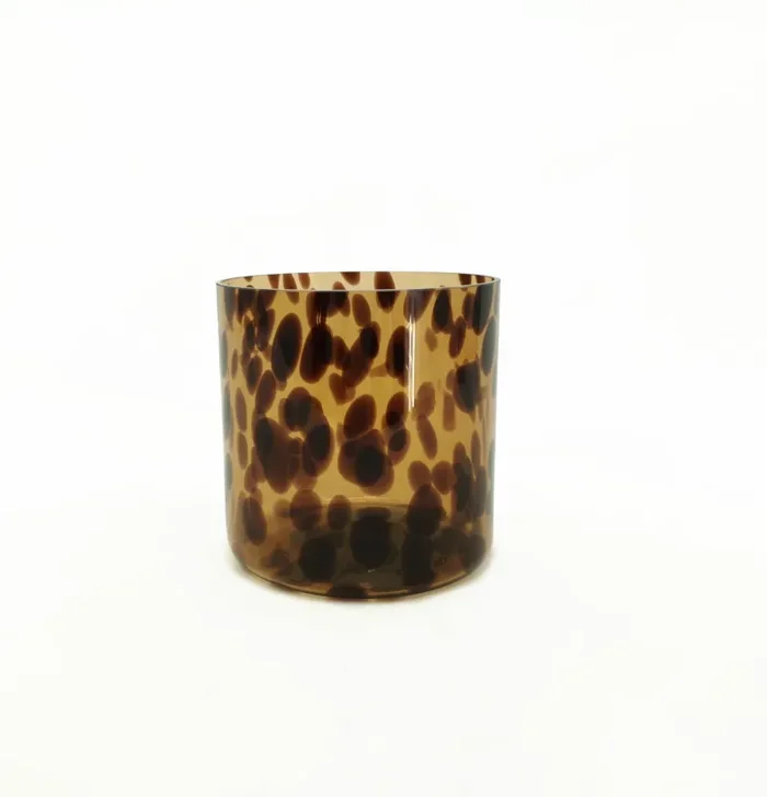 Vimin Box Vaso Dritto Maculato Vetro D 12 Cm H 12 Cm Marrone