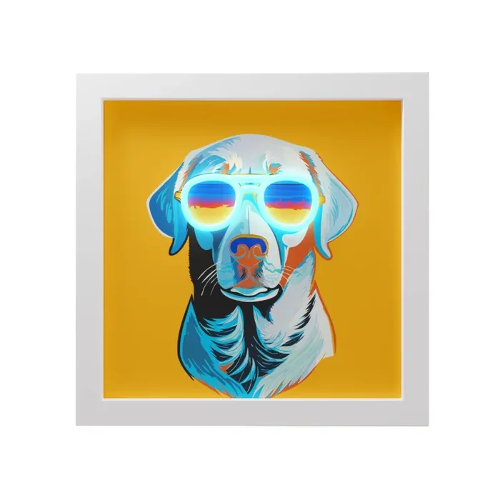 WD LifeStyle Cornice con Inserti Luminosi 30 x 30 Cm Decoro Cane